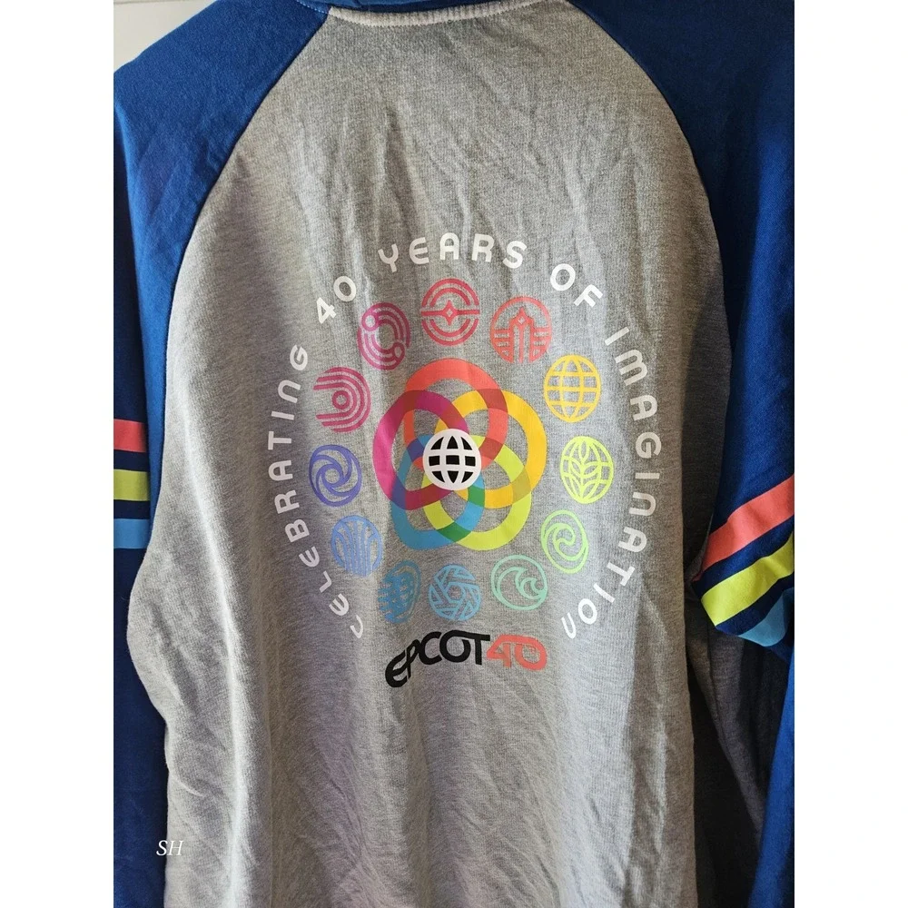 Disney EPCOT 40th Anniversary Hoodie 2022 XXL 2XL Zip Up Figment Gray Blue